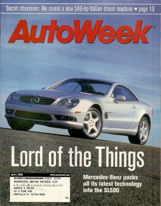 AUTOWEEK 2002 APRIL 01 - M-B SL500, LINCOLN LSE