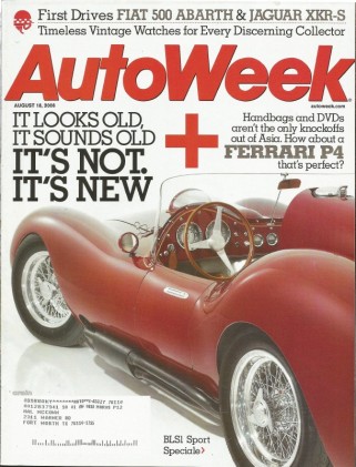 AUTOWEEK 2008 AUG 18 - FIAT ABARTH, XKR-S, FERRARI P4 & TR60 CLONES, MITO,944