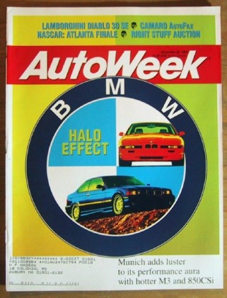 AUTOWEEK 1993 NOV 22 - NEW Z28 & BMW M3, 25th COUNTACH