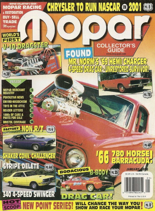 Mopar Collectors Guide 2000 Jan Mr Norms 69 Hemi Charger Drag Car Mopar Collector S Guide Jim S Mega Magazines