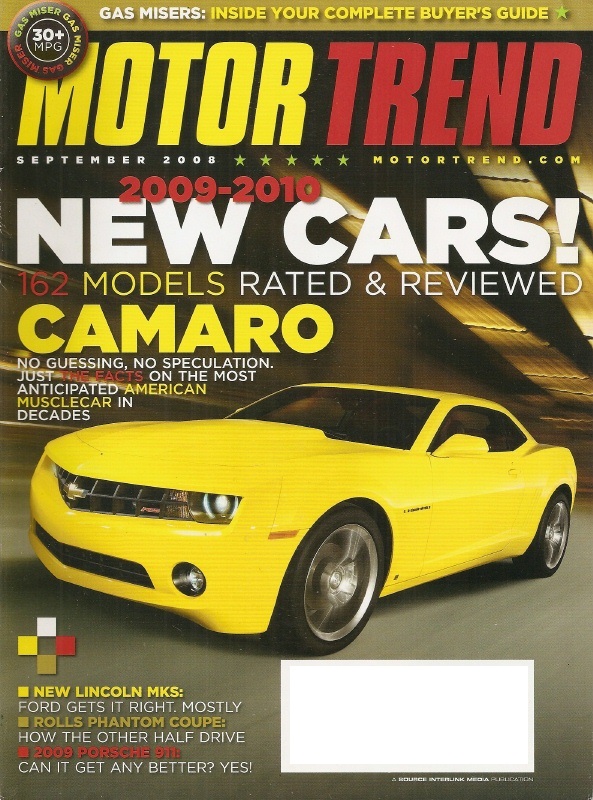 MOTOR TREND 2008 SEPT - NEW CARS, NEW CAMARO, 911 CARRERA, LINCOLN MKS AWD  - 2000-2009 - JIM'S MEGA MAGAZINES